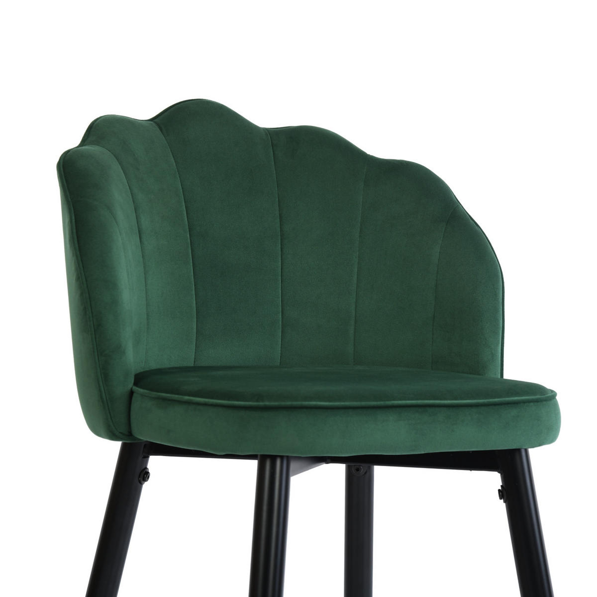 BARHOCKER 2er-Set Metallfüße, Samt, grün - Schwarz/Grün, Holzwerkstoff/Textil (50/101/55cm) - Urban Meuble