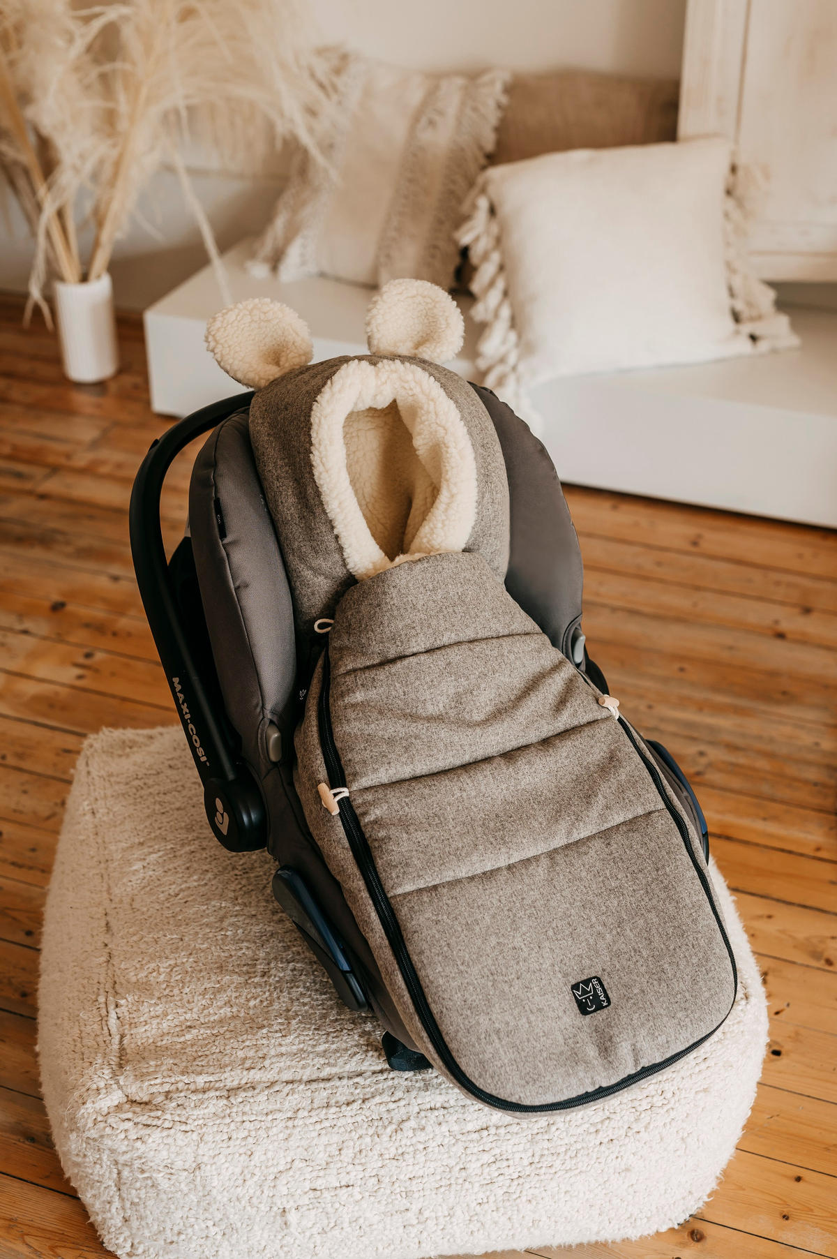 BABYSCHALENFUSSSACK Hoody Maus Wool, pepper brown - Hellbraun, Naturmaterialien (40/12/84cm) - Kaiserbaby