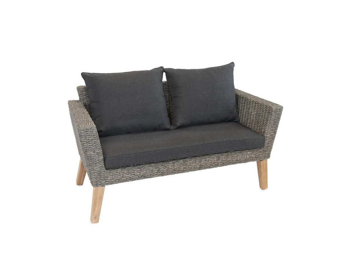 GARTEN-SITZGRUPPE Montecristo Anthrazit Polyrattan für 4 Personen - Grau, Glas - Green Spirit