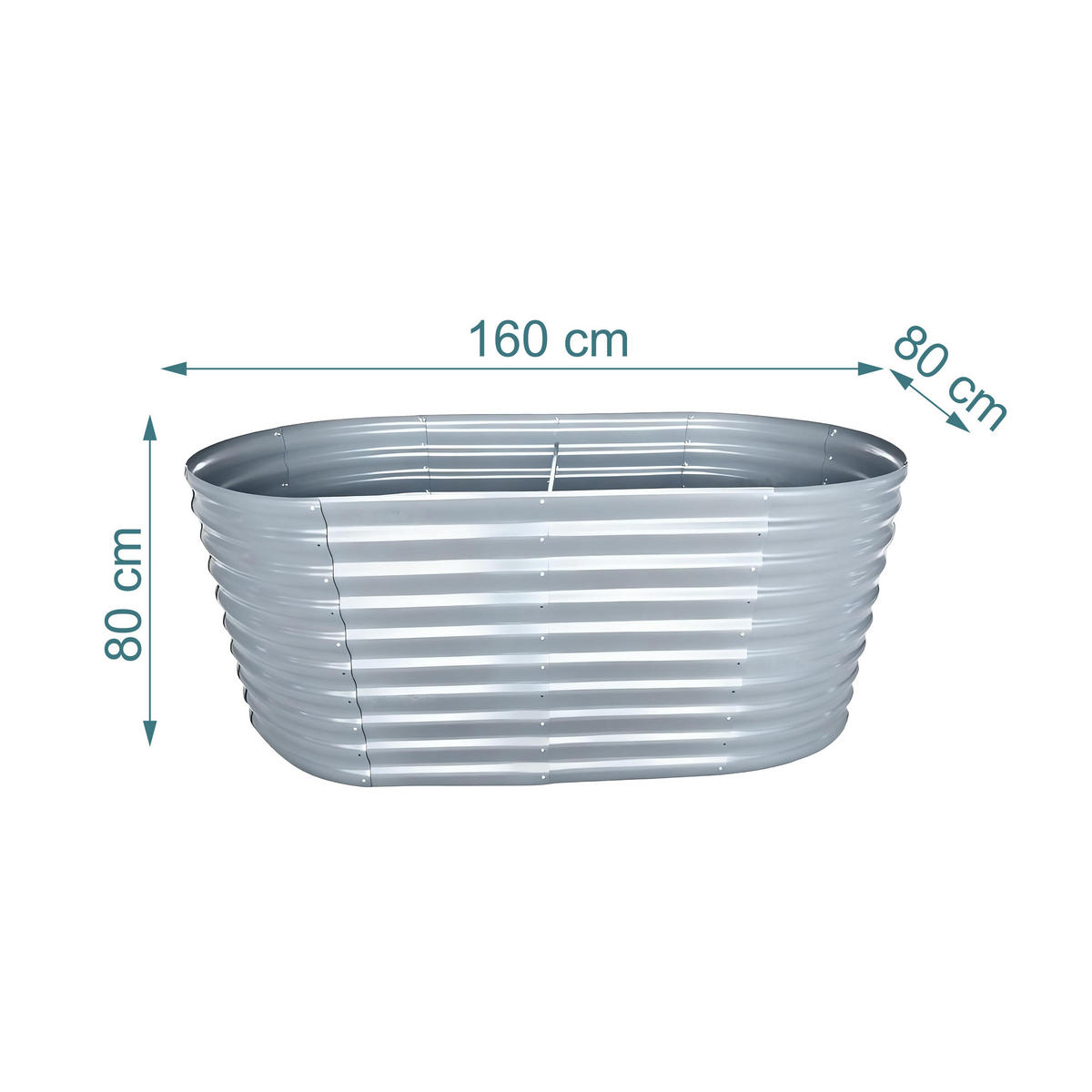 HOCHBEET - Grau, Metall (80/160/80cm) - Relaxdays
