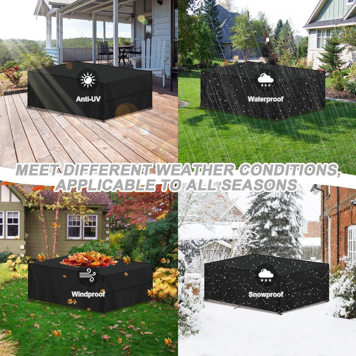 ABDECKHAUBE Gartenmöbel 420D Oxford 200 x 100 x 75 cm Schwarz - Schwarz, Textil (100/75/200cm)