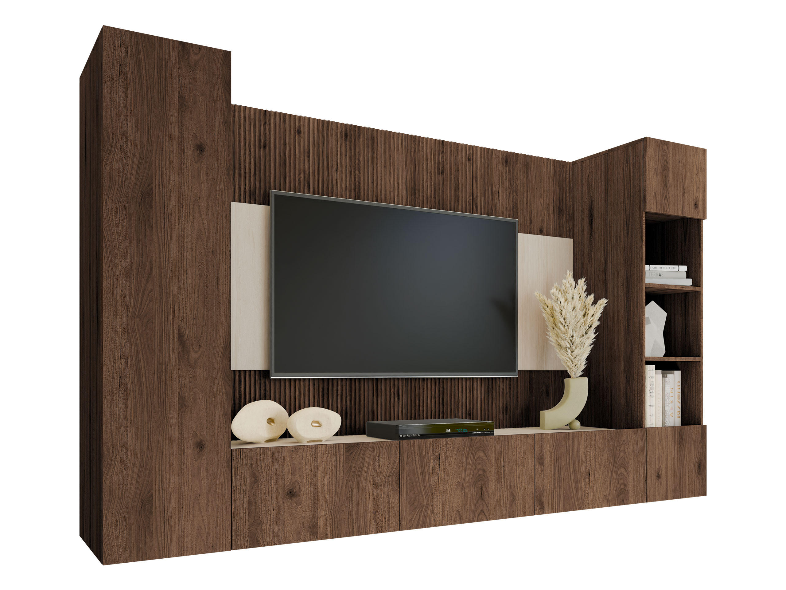 WOHNWAND Deromi IV - Braun, Holzwerkstoff (260/150/38cm) - MIRJAN24