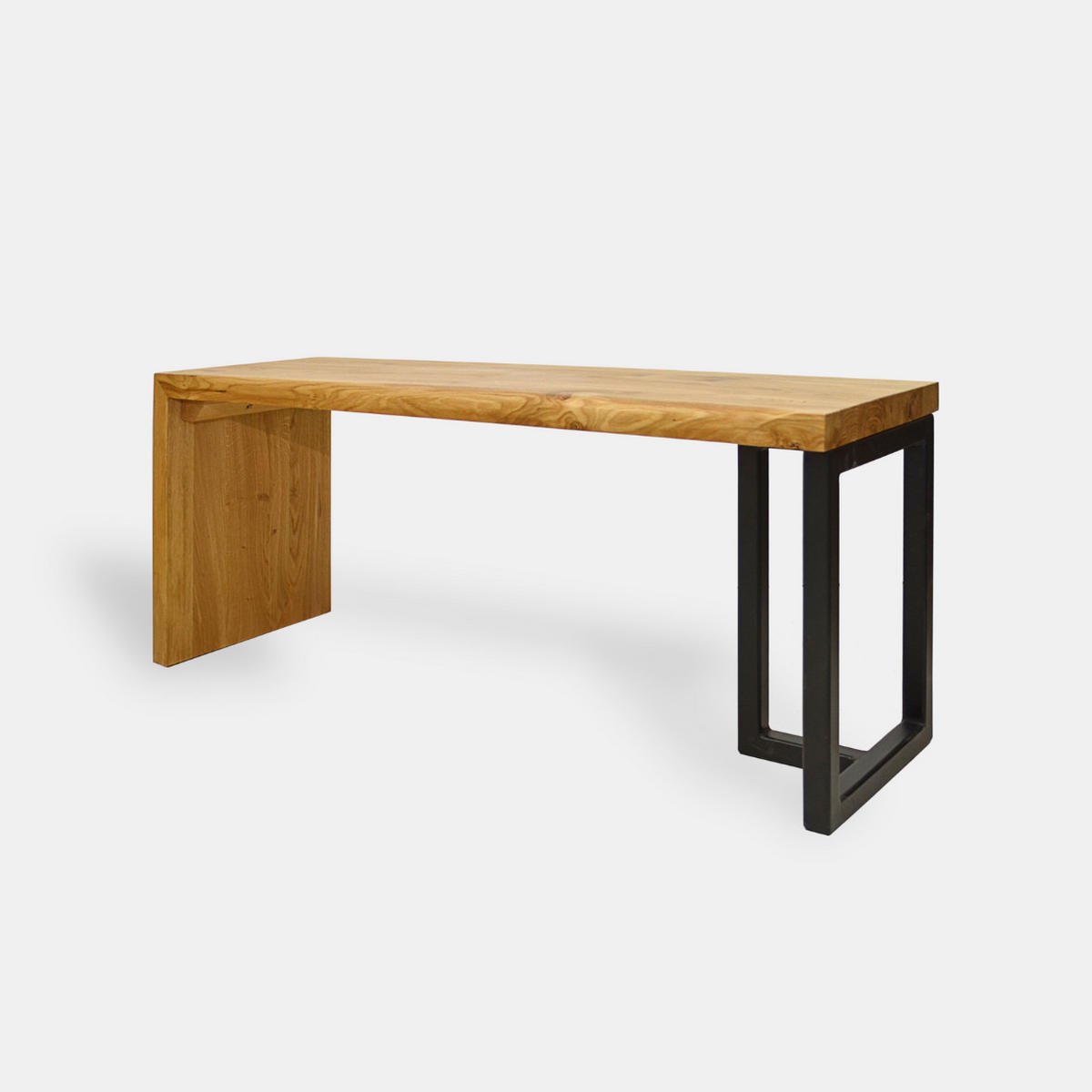 SITZBANK aus Eichenholz und Stahl fürs Wohnzimmer HUGON I - Eichefarben, Holz (110/45/35cm) - Rawood Furniture