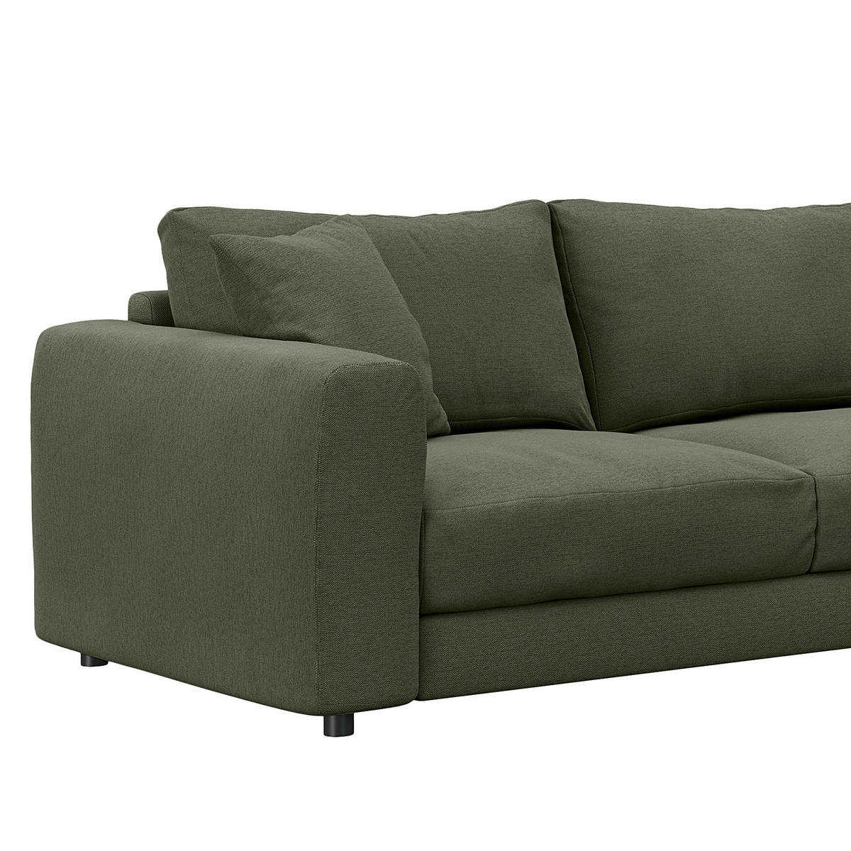 ECKSOFA mit Ottomane - Schwarz/Grau, Kunststoff/Textil (267/254cm) - home24