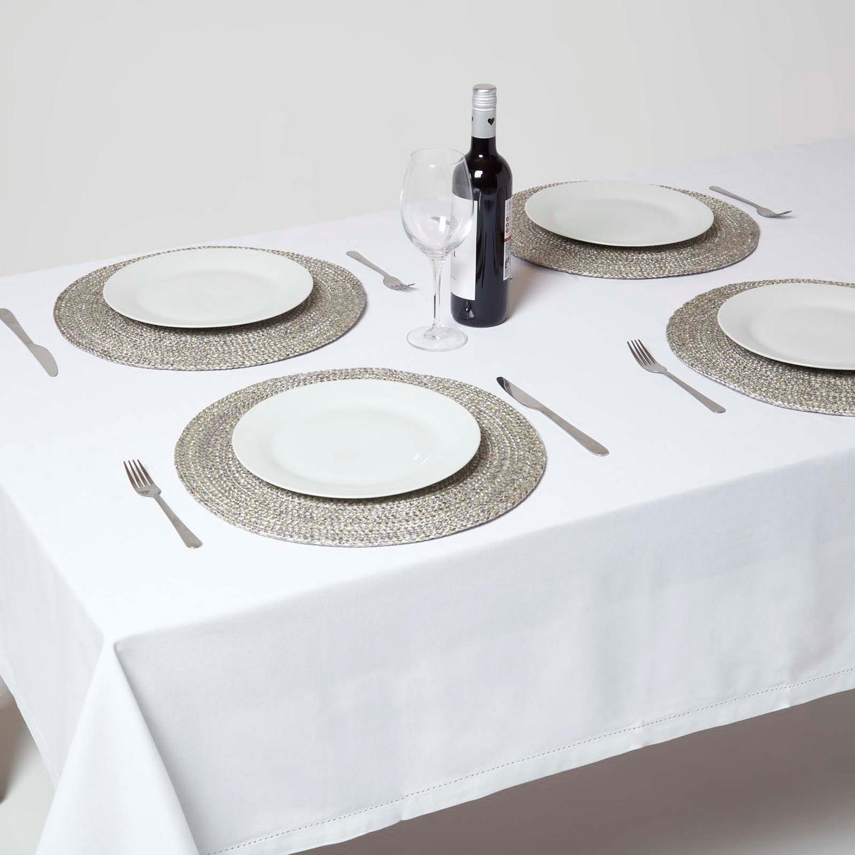 TISCHSET silber im 4er-Set, Platzsets rund geflochten, 40 cm - Silberfarben, Textil (40/40cm) - Homescapes