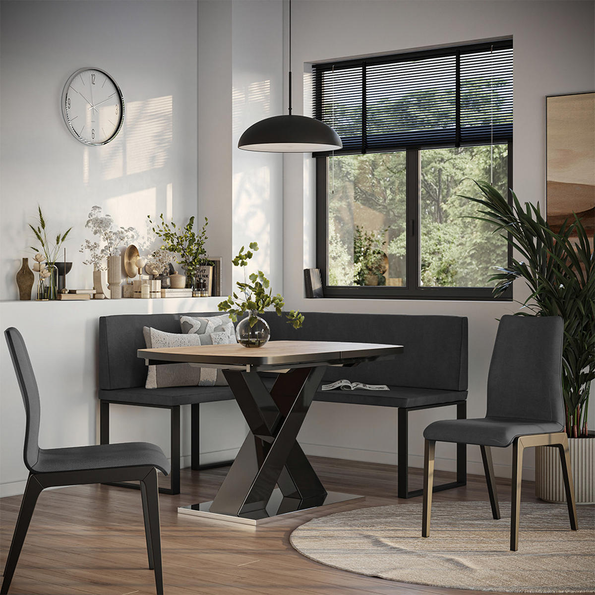 ESSZIMMER-ECKBANK Ravon Anthrazit 120 x 150 cm - Anthrazit, Textil (120/87/150cm) - Vicco