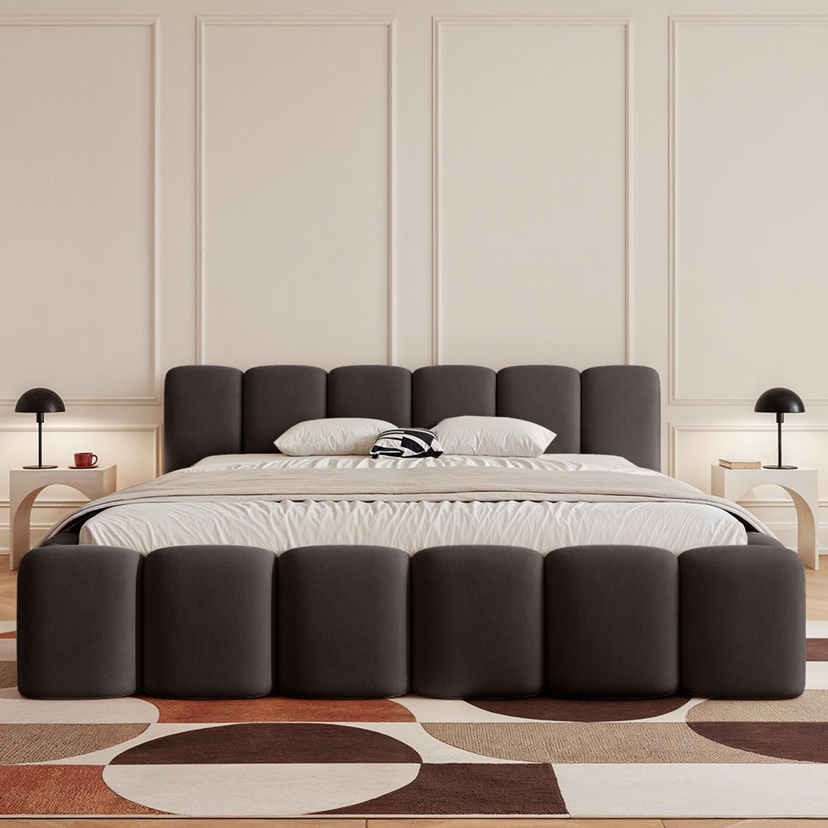 POLSTERBETT KILONIA 200x200 cm, Bronze - Dunkelbraun, Textil (200/200cm) - Fedve