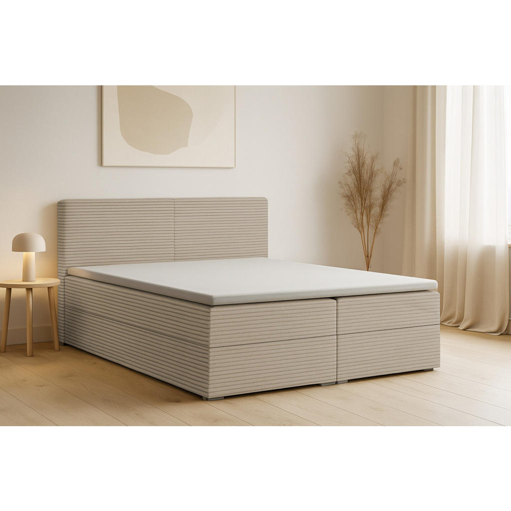 Thumbnail - Deine Möbel 24 Boxbett, Beige, Holz, Holzwerkstoff, Textil, H3, 140x200 cm, Schlafzimmer, Betten, Boxspringbetten