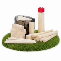 WIKINGERSPIEL Natur Rot 21-tlg. - Hellbraun, Holz (5/30cm) - Relaxdays