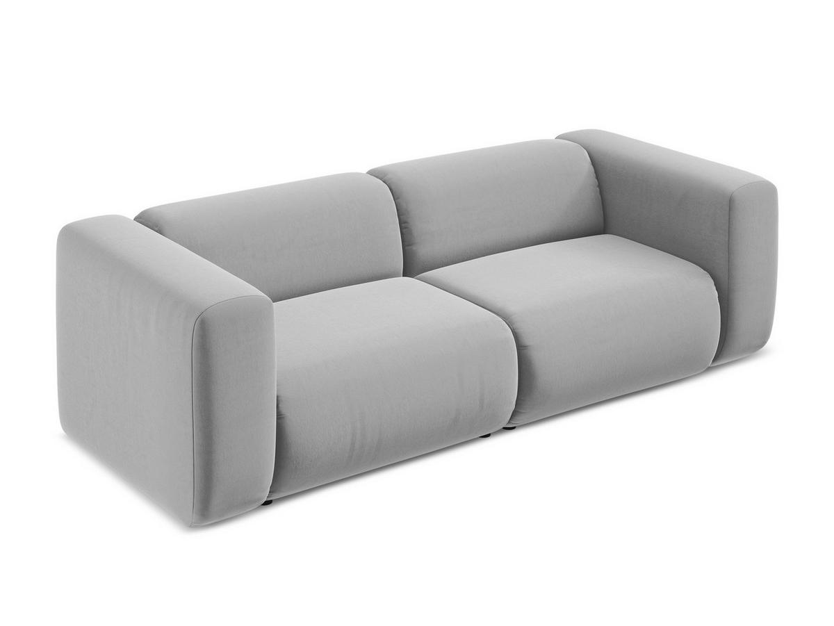 4-SITZER-SOFA Bouclé Stoff Grau - Silberfarben/Braun, Holz/Textil (270/73/95cm) - Makamii