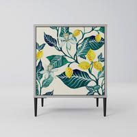 SIDEBOARD LEMON TREE, Grau, 57,5x42x72,5 cm, Schwarze Metallfüße - Multicolor/Schwarz, Holzwerkstoff/Metall (57.5/72.5/42cm) - SpaceRebels