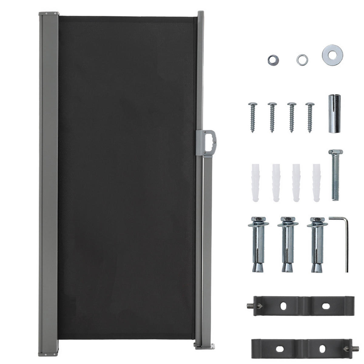 SEITENMARKISE für Privatsphäre Outdoor-Retraktabile - Schwarz, Metall (400/180cm) - Livingandhome