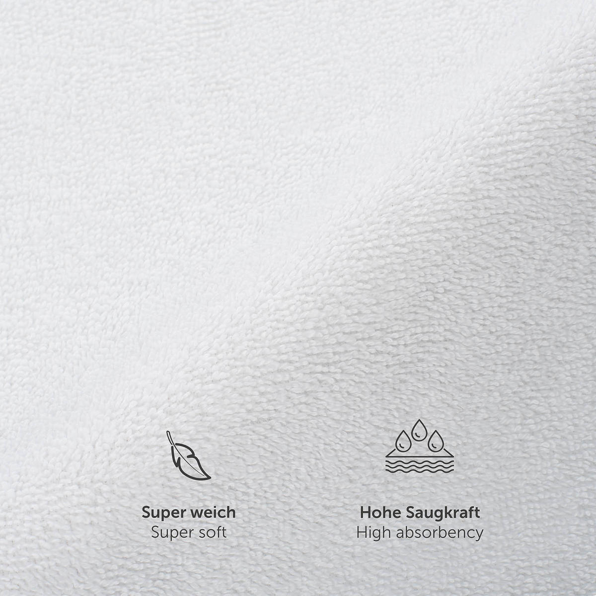 BADETUCH 6-teilig, 2x Badetuch 70/140 + 4x Handtuch 50/100 cm, Weiß - Weiß, Textil (70/140cm) - Blumtal