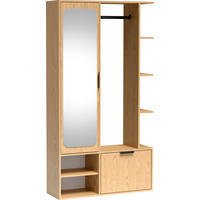 GARDEROBE Mela mit Spiegel, Sitzbank & Kleiderstange – 100/189/33 cm – Eiche Hellbraun - Eichefarben/Schwarz, Holzwerkstoff/Metall (100/189.4/33cm) - WFL GROUP
