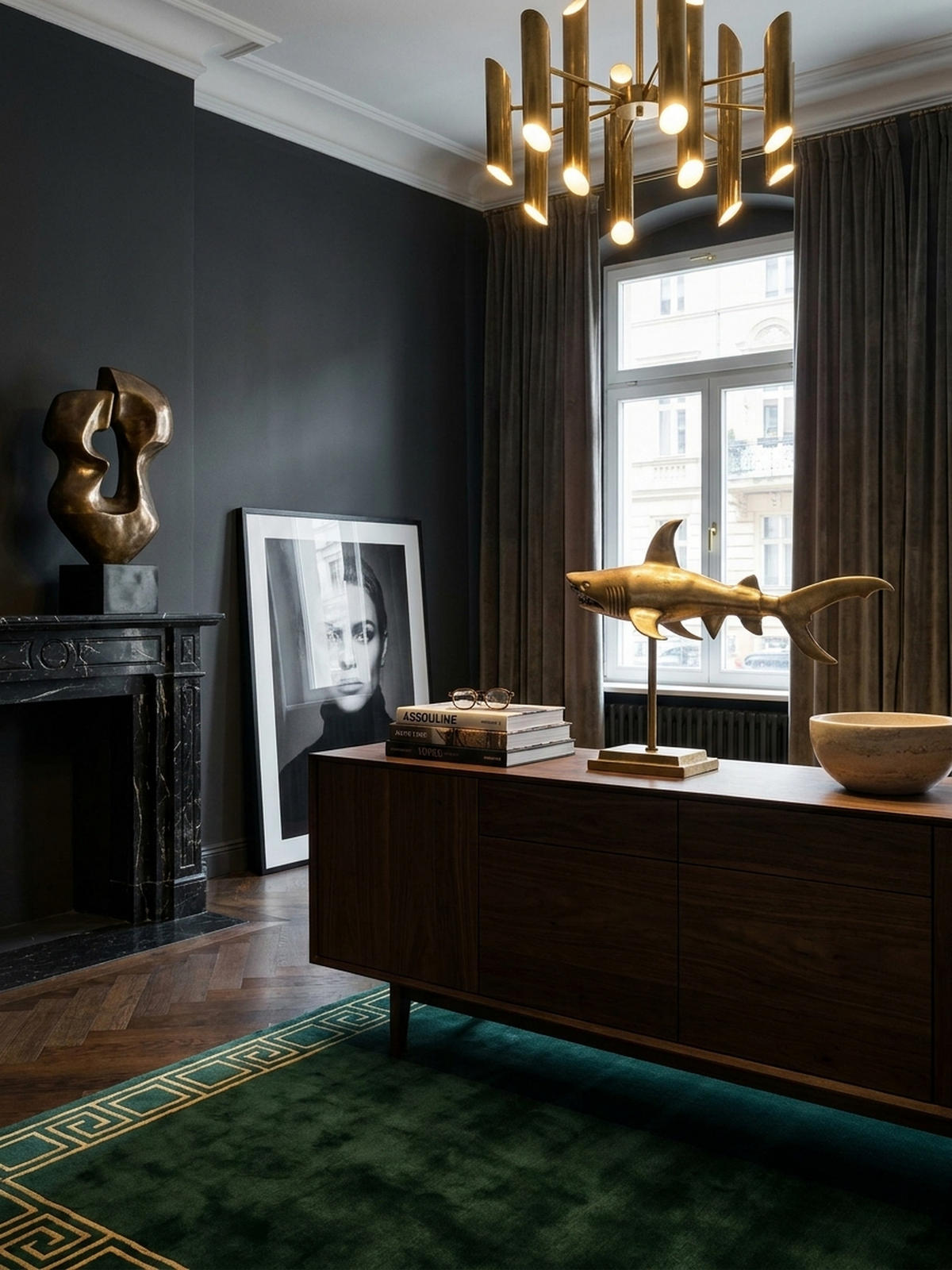 DEKOFIGUR Hai Aluminium 70 cm mit Sockel im maritimen Stil, Gold 70x27x49 cm - Goldfarben, Metall (70/49/27cm) - KADIMA DESIGN
