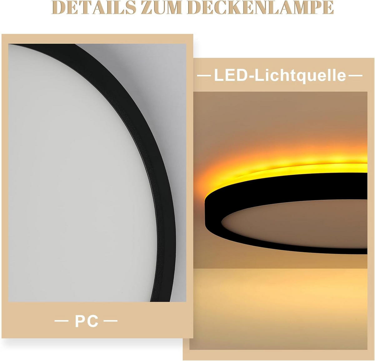 LED-DECKENLEUCHTE Dornwacht 22.0/2.6/22 cm - Schwarz, Kunststoff (22/22/2.6cm) - ZMH