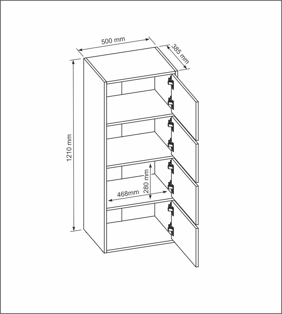 GARDEROBENSCHRANK mit 4 Türen 50cm Weiß 50x39x120 cm - Weiß, Holzwerkstoff (39/120/50cm) - Mobelsta