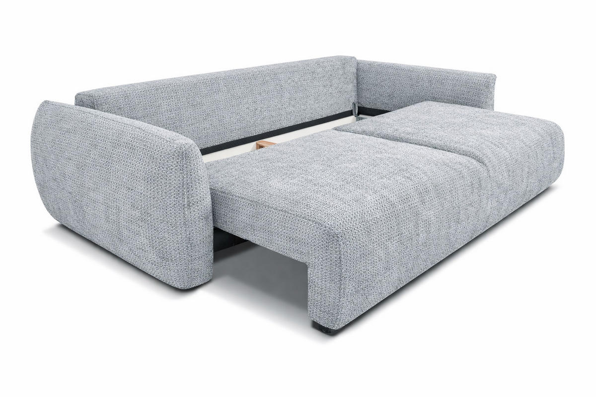 SOFA Mit Schlaffunktion Und Bettkasten, Chenille-Stoff Artico, Cement, Zephira - Hellgrau, Holz (238/87/102cm) - Kaiser Möbel