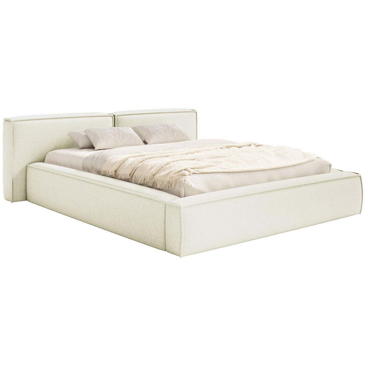 POLSTERBETT Tilves Low Creme 180x200 cm - Creme/Schwarz, Kunststoff/Textil (180/200cm) - Selsey