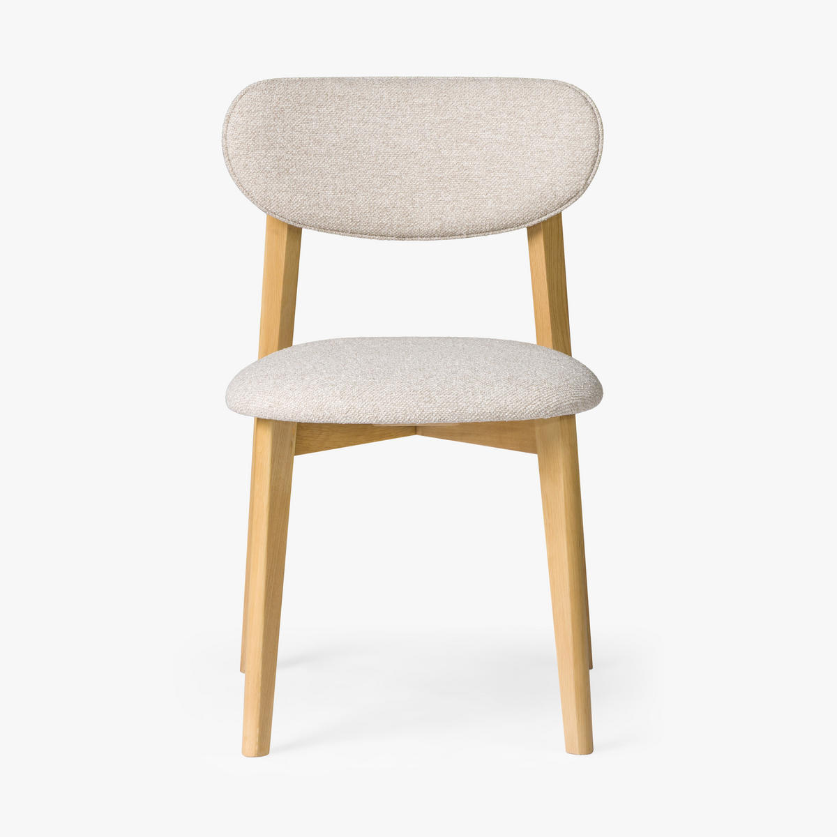 ESSZIMMERSTUHL Theo 2er Set, Natur Eiche + beiger Stoff - Creme, Holz (48.5/79/53.2cm) - WOODEK