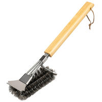 GRILLBÜRSTE, Edelstahl, Bambus - Edelstahlfarben, Metall (40cm) - eluno
