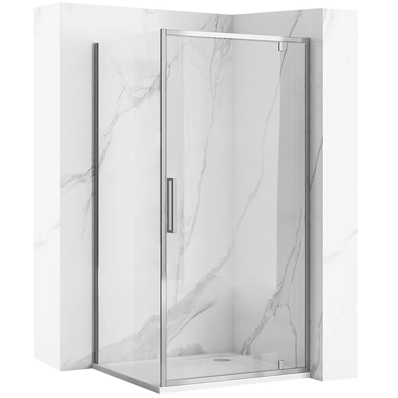 DUSCHKABINE Rea Rapid Swing Chrom 120x100 - Chromfarben, Glas (120/100/195cm) - REA
