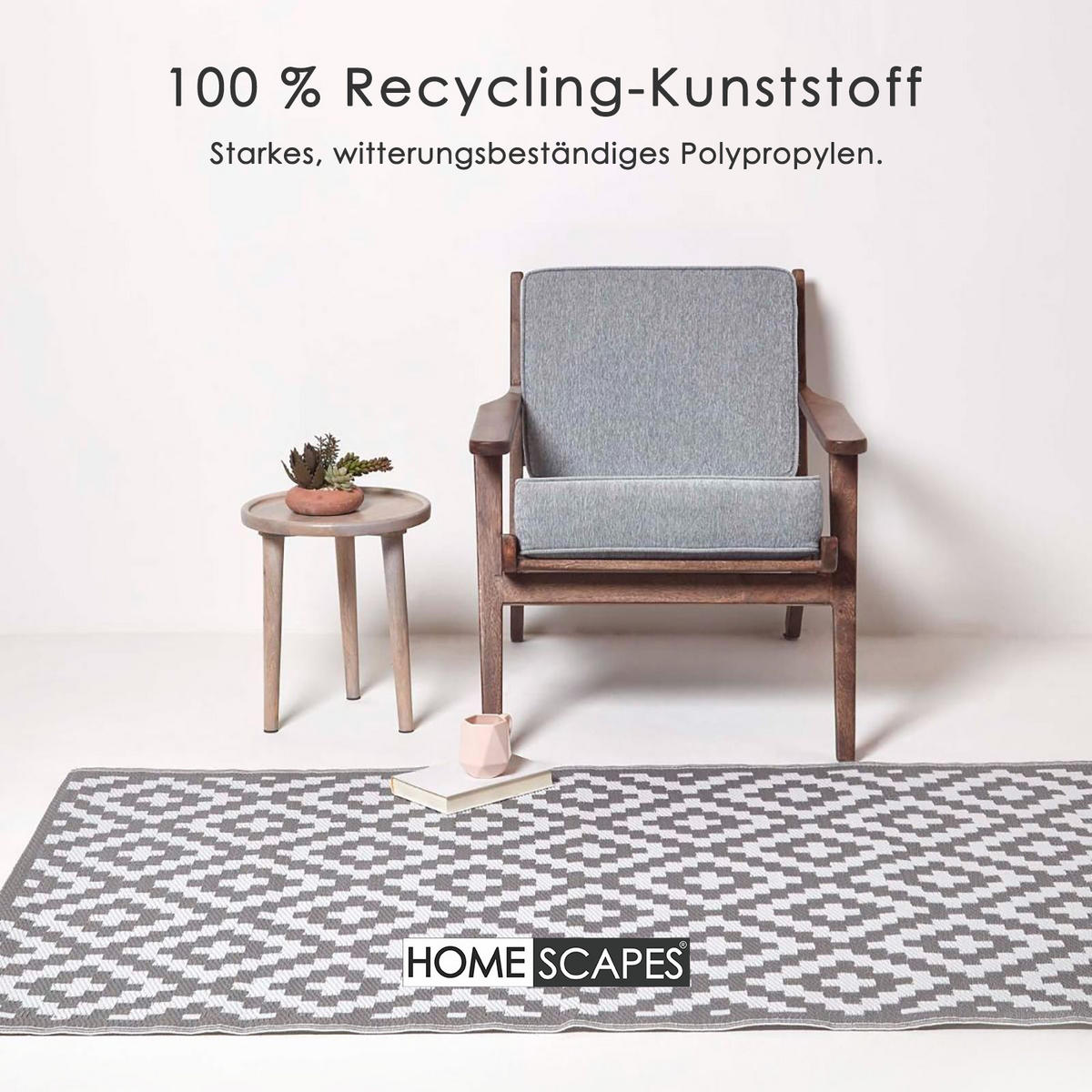 OUTDOORTEPPICH Zoe geometrisch gemustert 120/180 cm - Grau, Kunststoff (120/180cm) - Homescapes