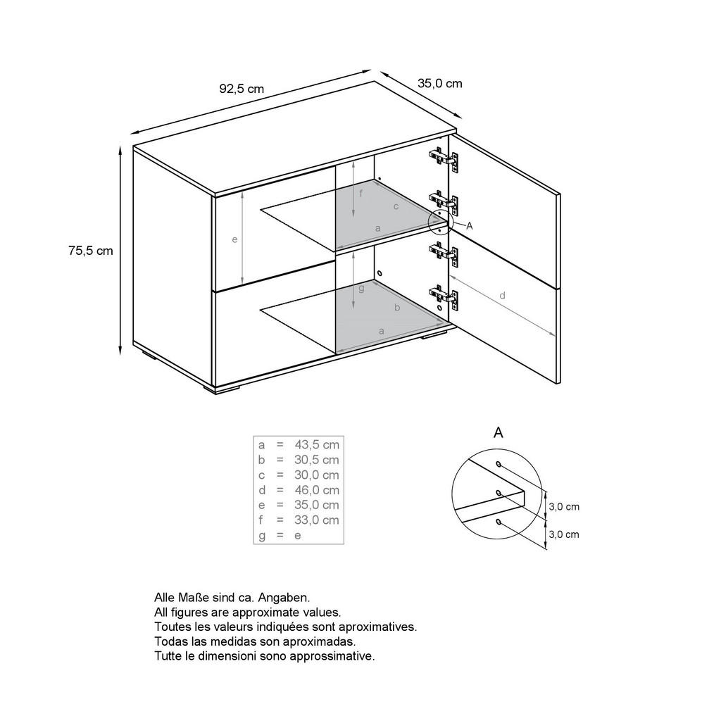 Thumbnail - Vladon Kommode, Bordeaux, Holzwerkstoff, 92.5x75.5x35 cm, Wohnzimmer, Kommoden & Sideboards, Kommoden
