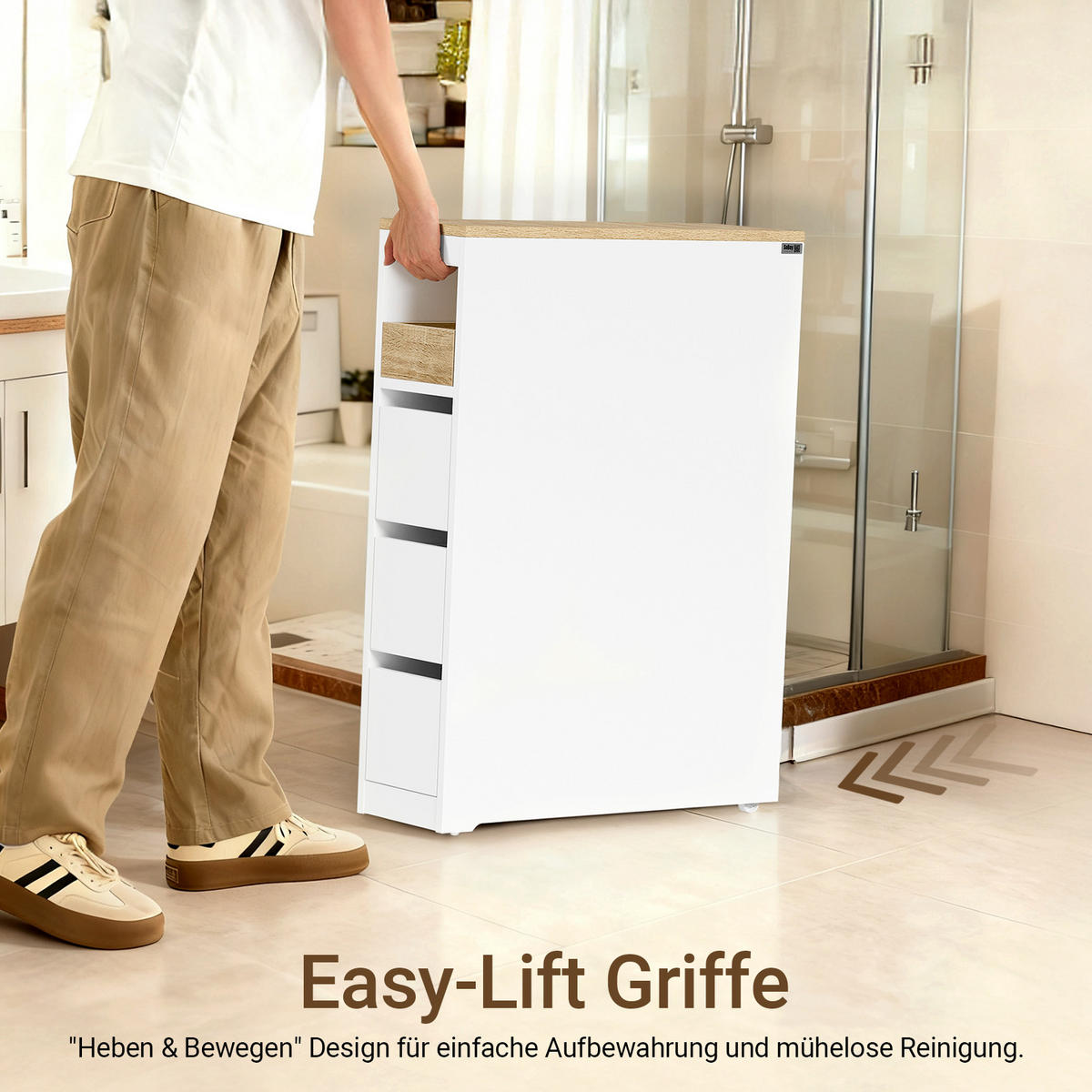 NISCHENSCHRANK mit 3 Schubladen, Weiß 60x20x82,3cm - Weiß, Holzwerkstoff (20/82.5/60cm) - SoBuy