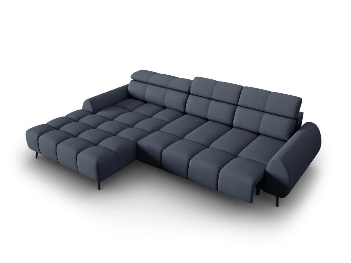 ELEKTRISCHES-ECKSOFA links Alyse aus strukturiertem Stoff dunkelblau 5 Sitzplätze - Dunkelblau, Textil (188/295cm) - Micadoni