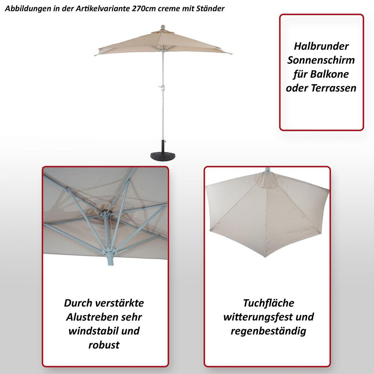 SONNENSCHIRM Bordeaux - Bordeaux, Textil (285/145cm) - MCW