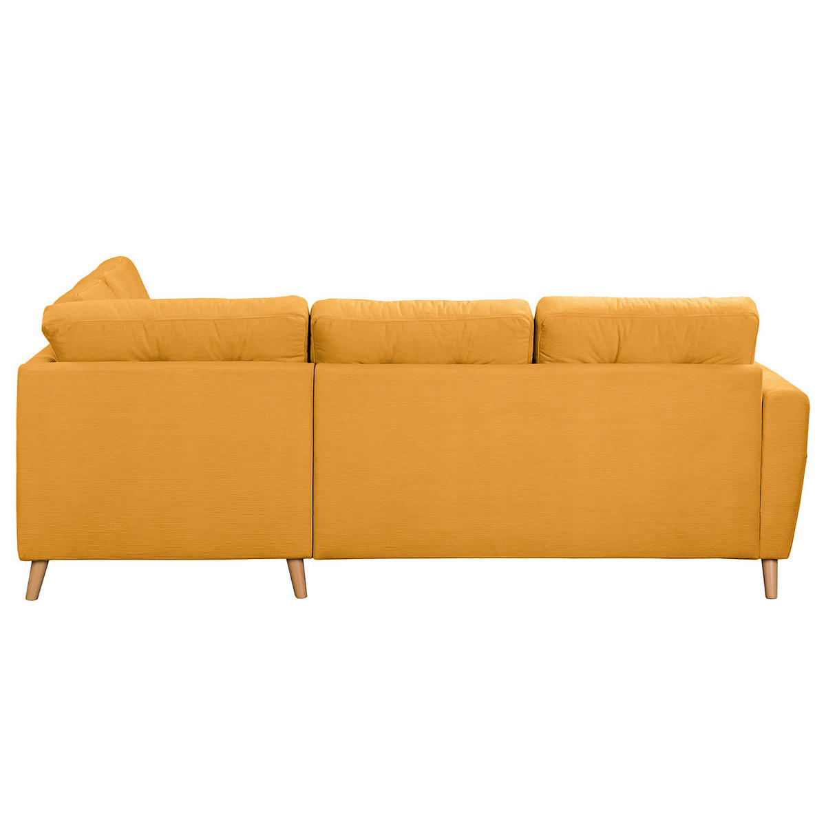 ECKSOFA mit Ottomane - Gelb/Braun, Holz/Textil (230/200cm) - home24