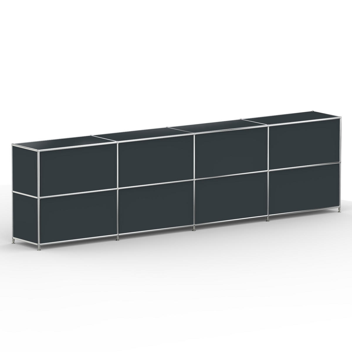 AKTENSCHRANK, 8 Schubladen & Schloss, Breite 302 cm, Anthrazitgrau - Chromfarben/Silberfarben, Metall (40/80.5/302.2cm) - Versee