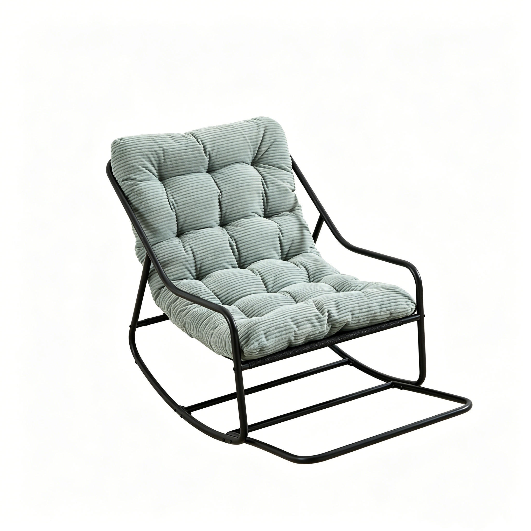 SCHAUKELSTUHL für Balkon Garten Wohnzimmer mit Beinablage und Komfortkissen Grün - Grün, Metall (75/82/116cm) - PARAFTA HOME