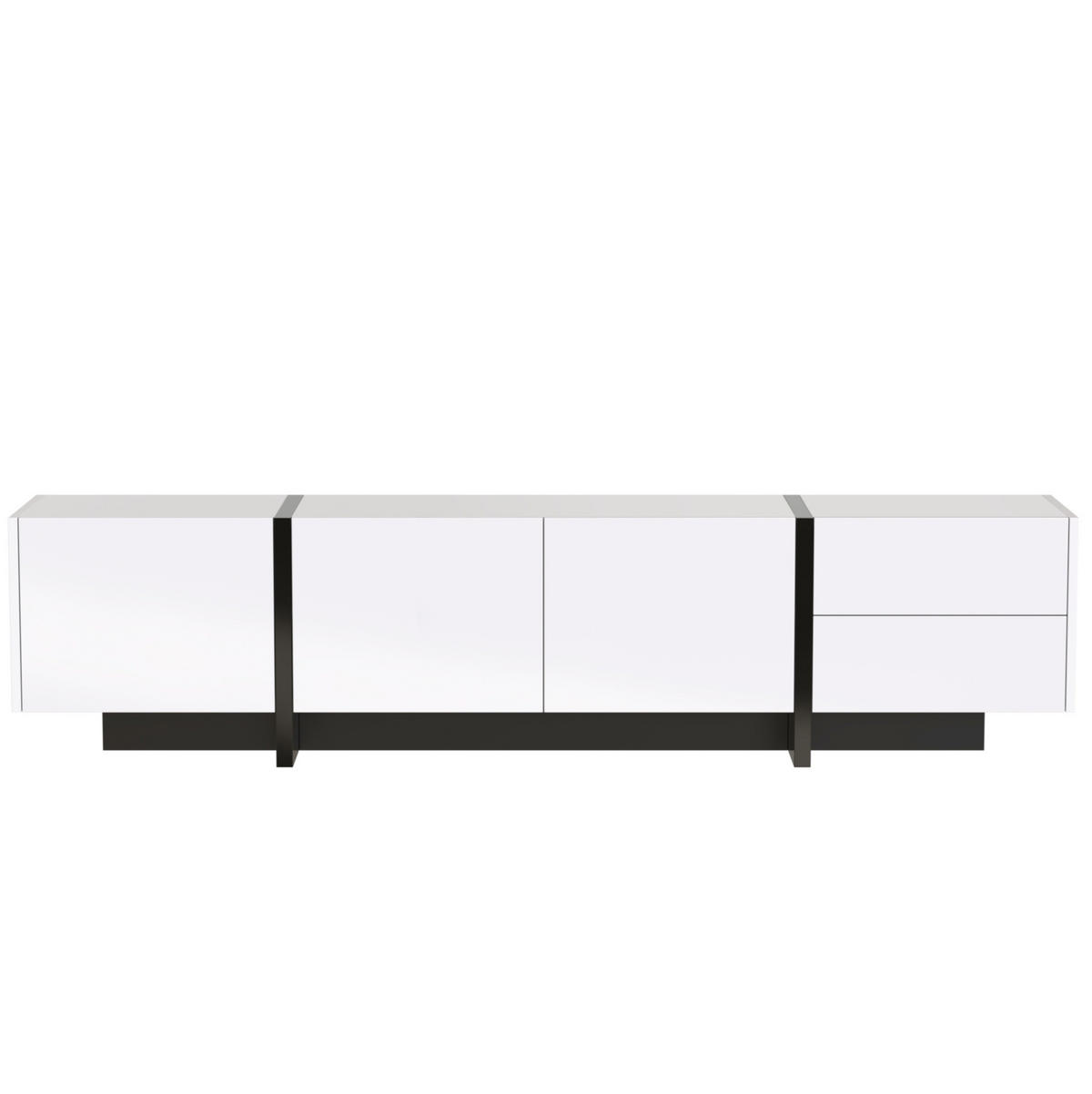TV-ELEMENT mit 3 Türen und 2 Schubladen 190 x 35 x 45 cm Weiß/Schwarz - Weiß, Holzwerkstoff (35/35/190cm) - Beauniv
