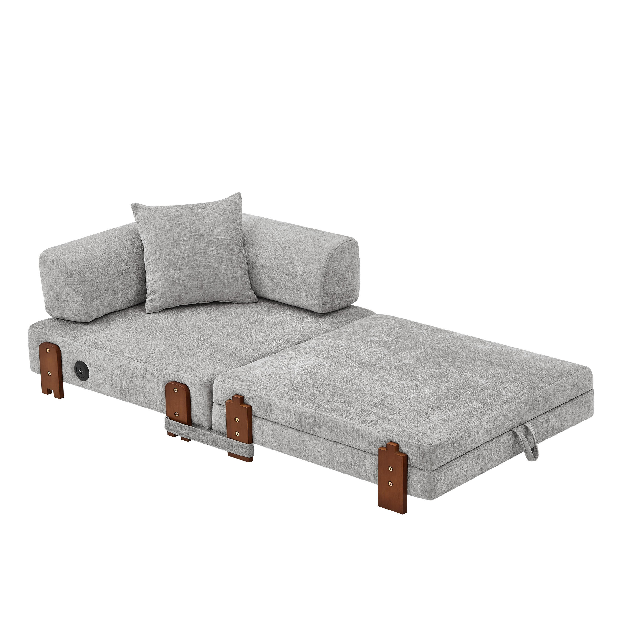 SCHLAFSOFA DE-35099 mit USB und Stauraum Hellgrau - Hellgrau, Textil (170.5/48/84cm) - ComfortXL