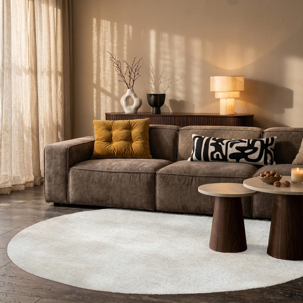 KOBERCE - Jemné - Textúra - Béžová - 150x150 cm - krémová, textil/plast (150/0.4cm) - OnlyWow