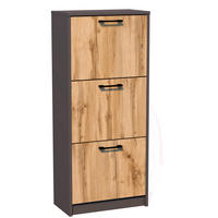 SCHUHSCHRANK mit 3 Fächern in Graphit-Eiche - Eichefarben/Graphitfarben, Holzwerkstoff (50/116/28cm) - Home Collective