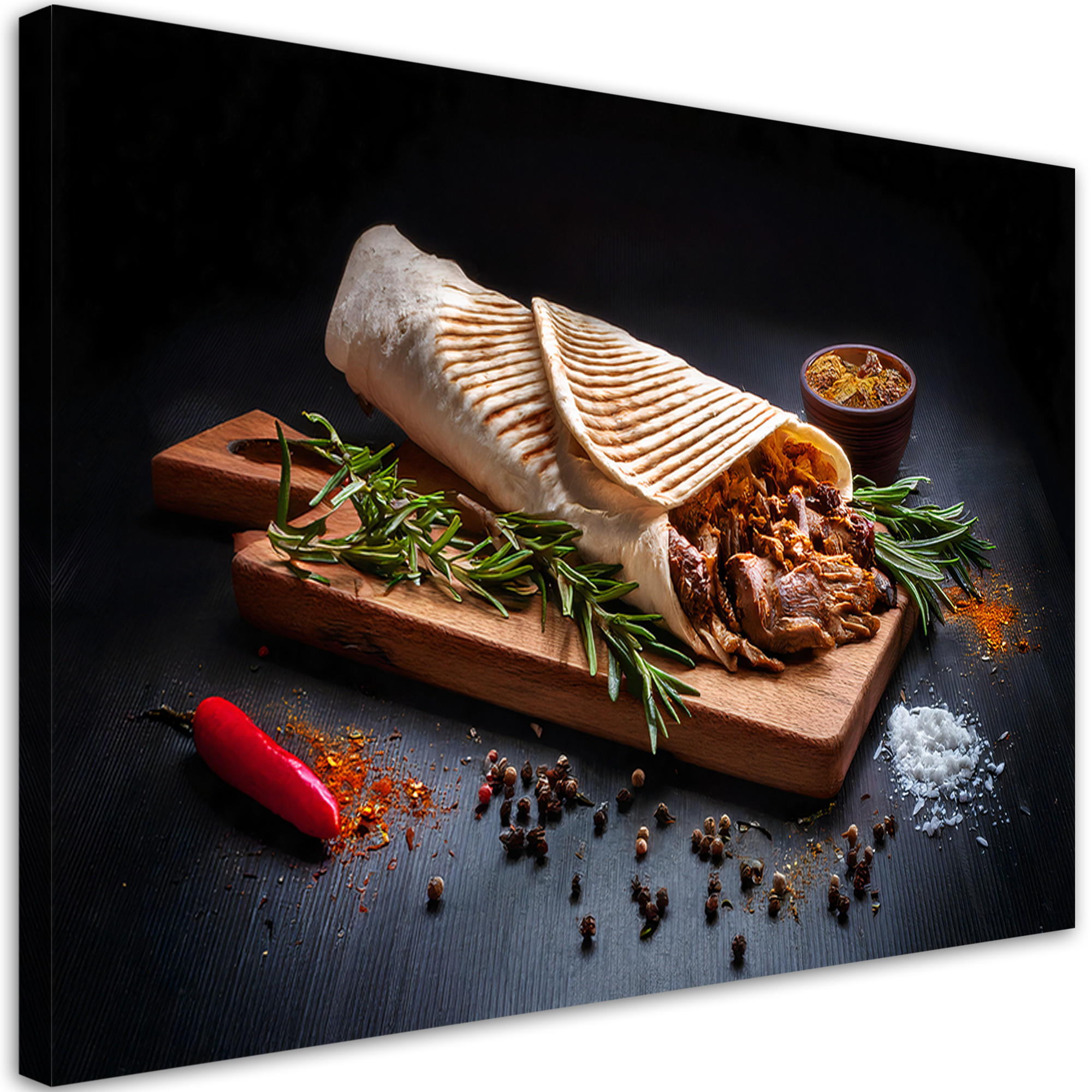 WANDBILD kebab kebap gewürze für die küche - Schwarz, Textil (60/40cm) - Feeby