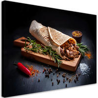 WANDBILD kebab kebap gewürze für die küche - Schwarz, Textil (60/40cm) - Feeby