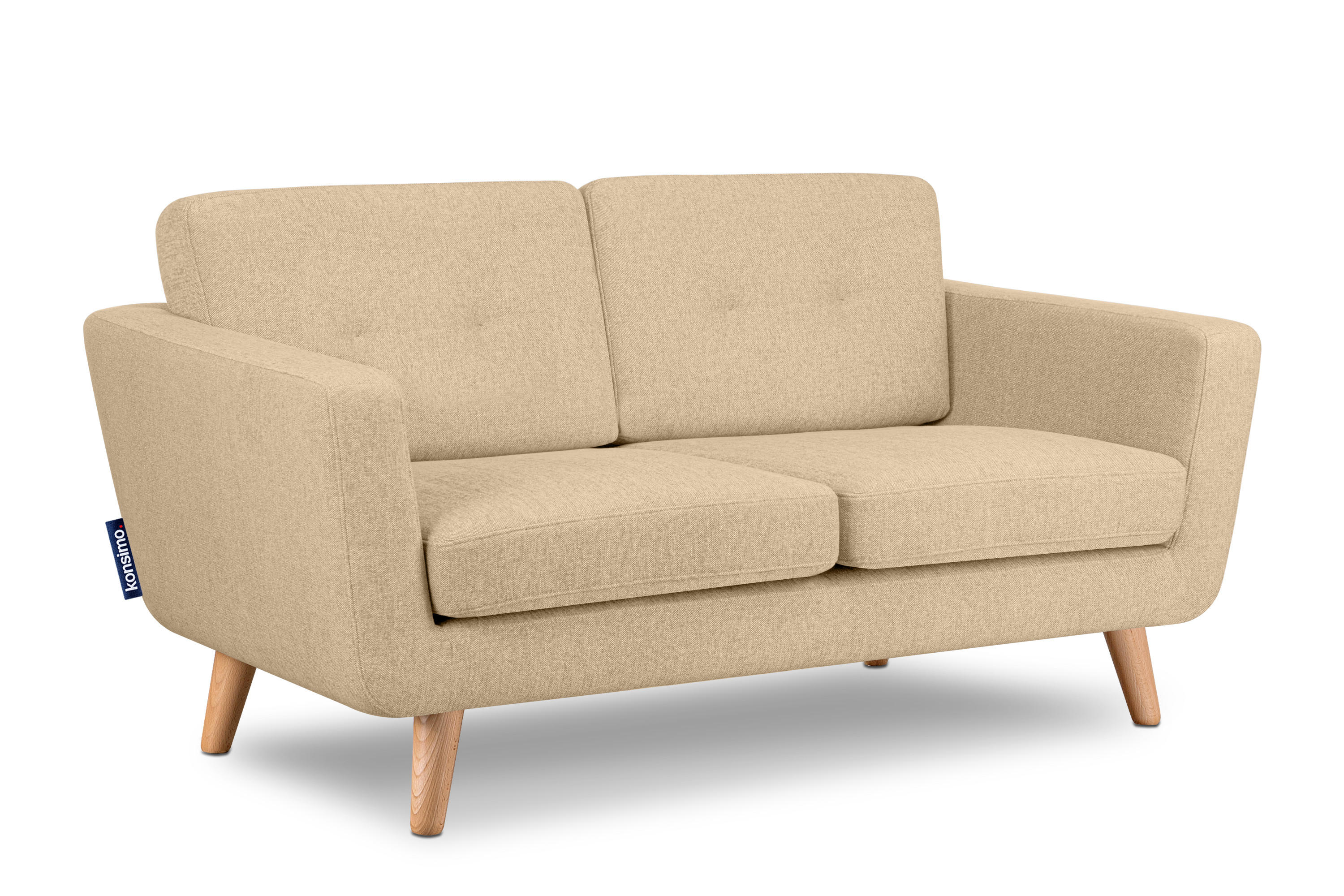 2-SITZER-SOFA TAGIO II mit Armlehnen, Creme/Braun - Creme/Braun, Textil (88/80/153cm) - KONSIMO®