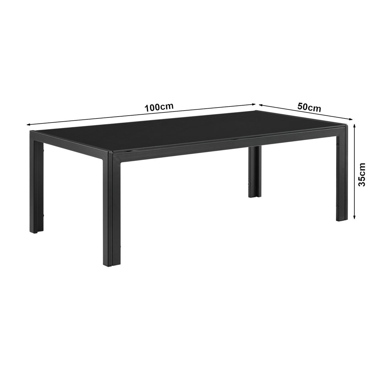 GARTENTISCH Lerum - Schwarz, Glas/Metall (50/100/35cm) - casa.pro