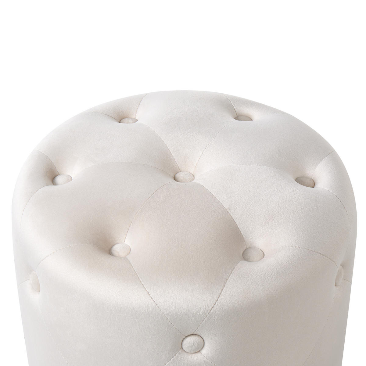 POUF Samtstoff Cremeweiß Corolla - Weiß, Textil (40/40/40cm) - Beliani