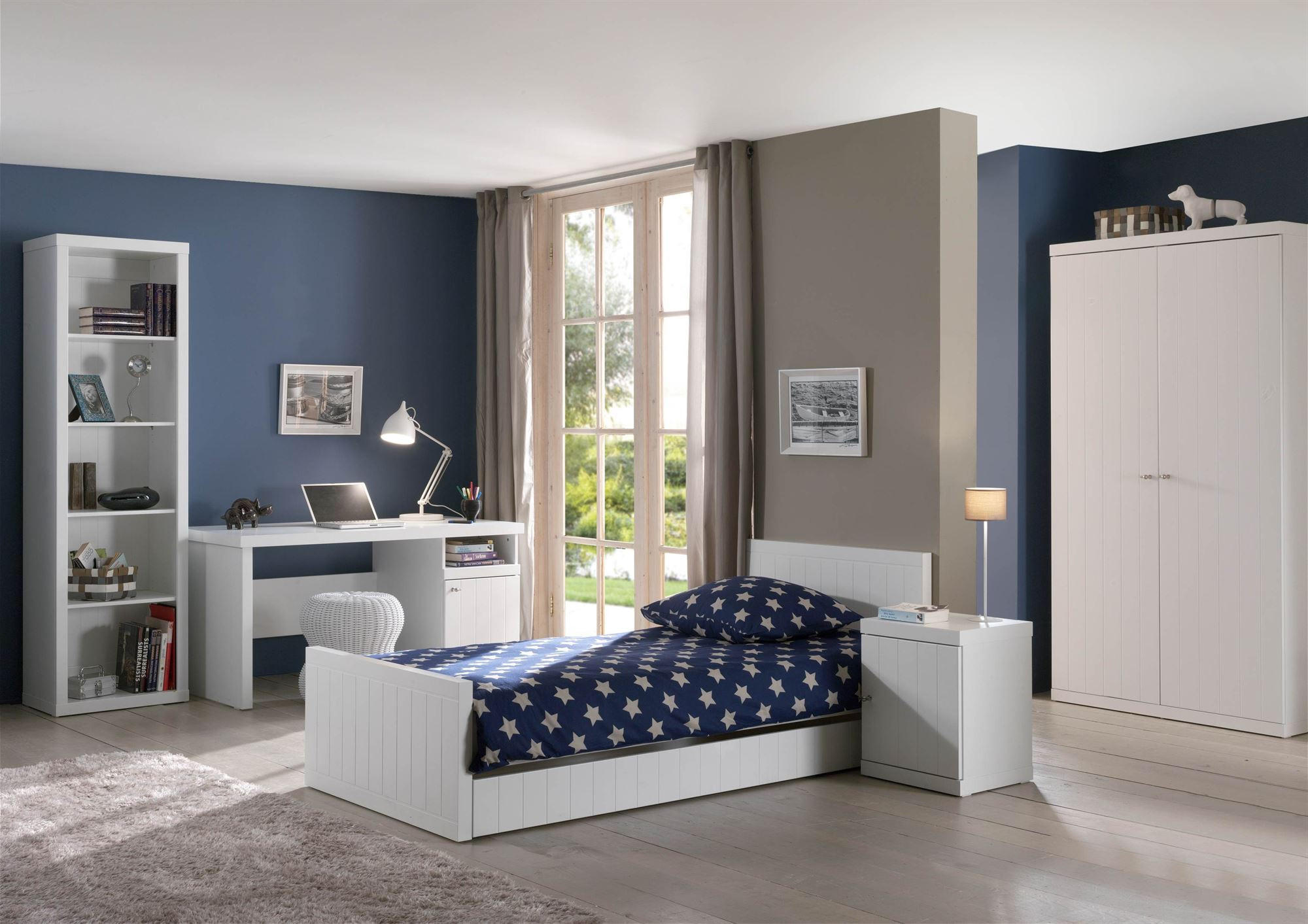 KINDERZIMMER SET Kamaria 6-tlg Bett Kleiderschrank Regal Kommode Weiß - Weiß, Holzwerkstoff (200/1/90cm) - 58aufmkessel