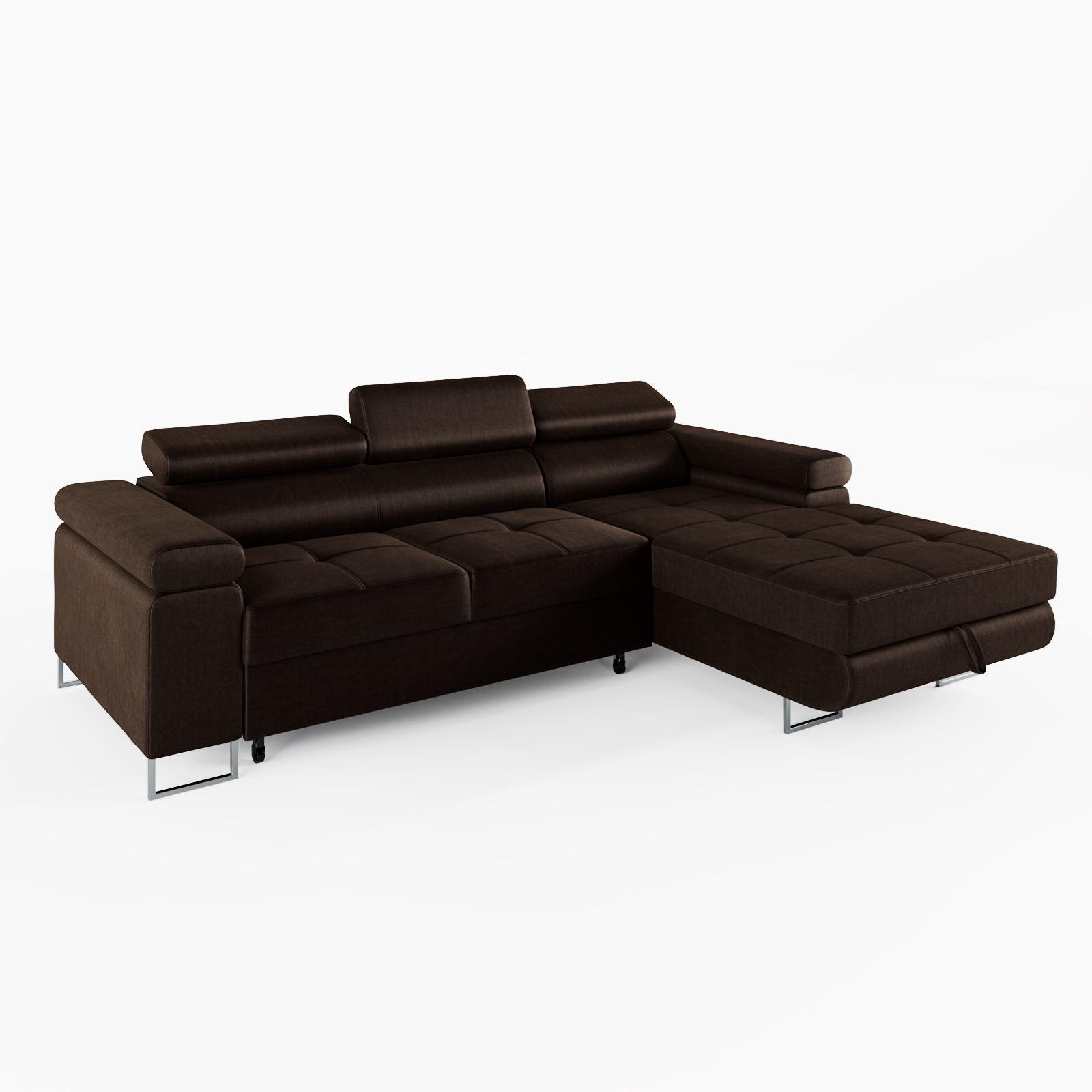ECKSOFA VEMO MINI Rechts Braun Velour-Stoff Kompakter Komfort für Wohnräume - Dunkelbraun, Textil (235/175cm) - Barchello