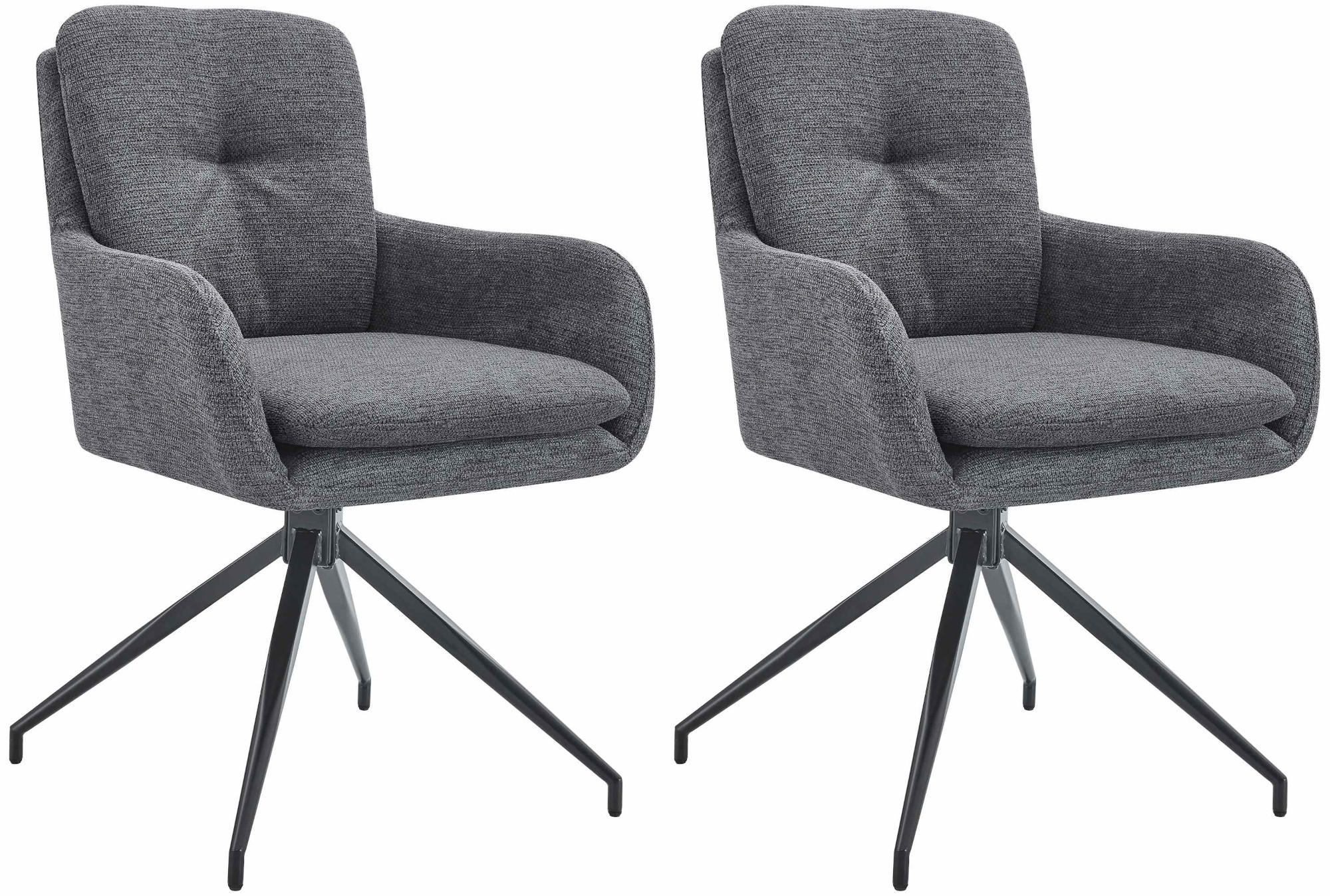 ESSZIMMERSTUHL 2er Set Halberg Stoff dunkelgrau - Schwarz/Grau, Textil/Metall (58/85/63cm) - TPFLiving