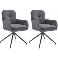 ESSZIMMERSTUHL 2er Set Halberg Stoff dunkelgrau - Schwarz/Grau, Textil/Metall (58/85/63cm) - TPFLiving