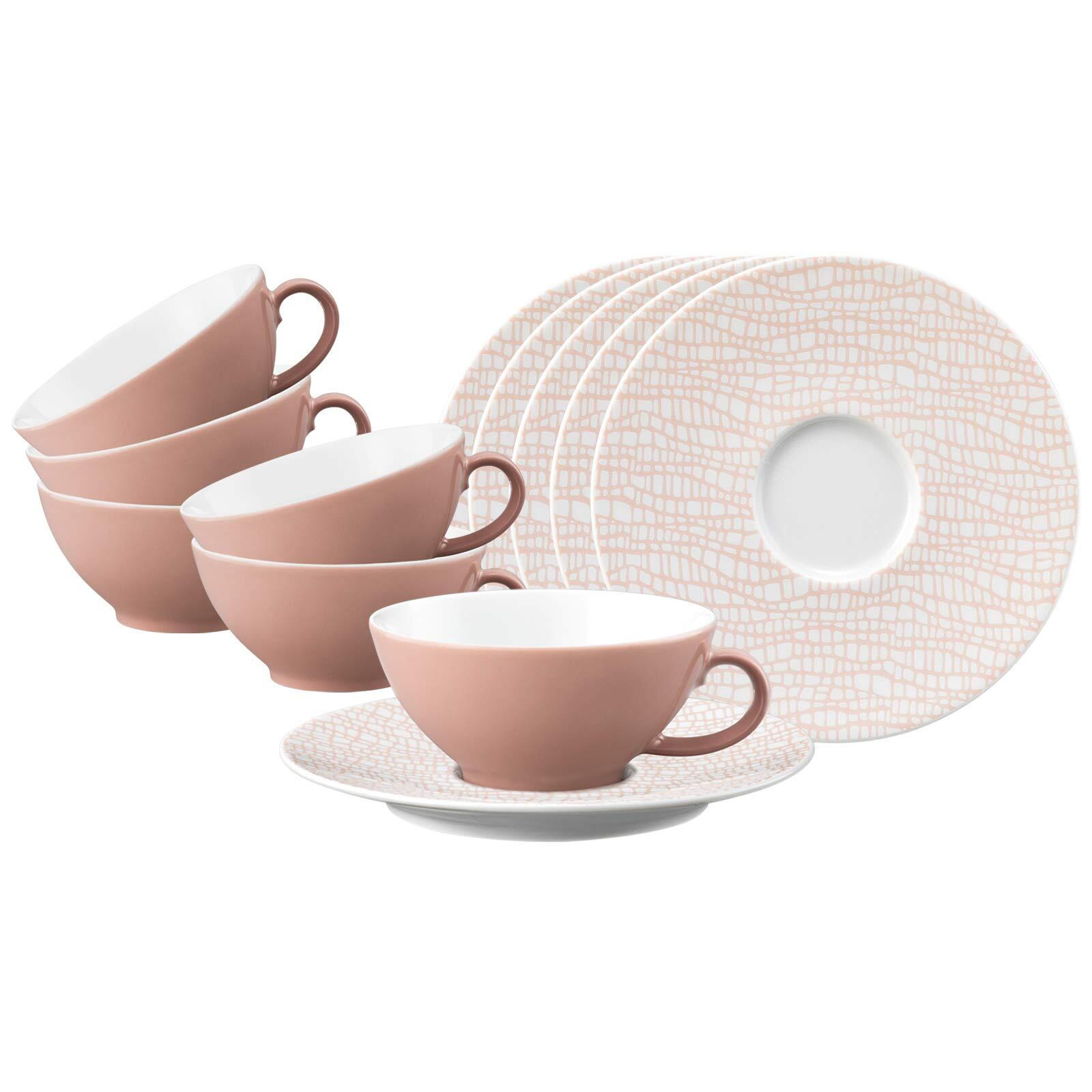 TEETASSEN MIT UNTERTASSEN Life Fashion Posh Rose 140 ml 6er Set - Rosa, Keramik (13.6/5.9/13.6cm) - Seltmann Weiden