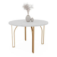 AUSZIEHTISCH ASTRO 120/76 cm, Gold / Bianco (Weiß) - Perlmutt, Holzwerkstoff/Metall (120/120/76cm) - Idohome