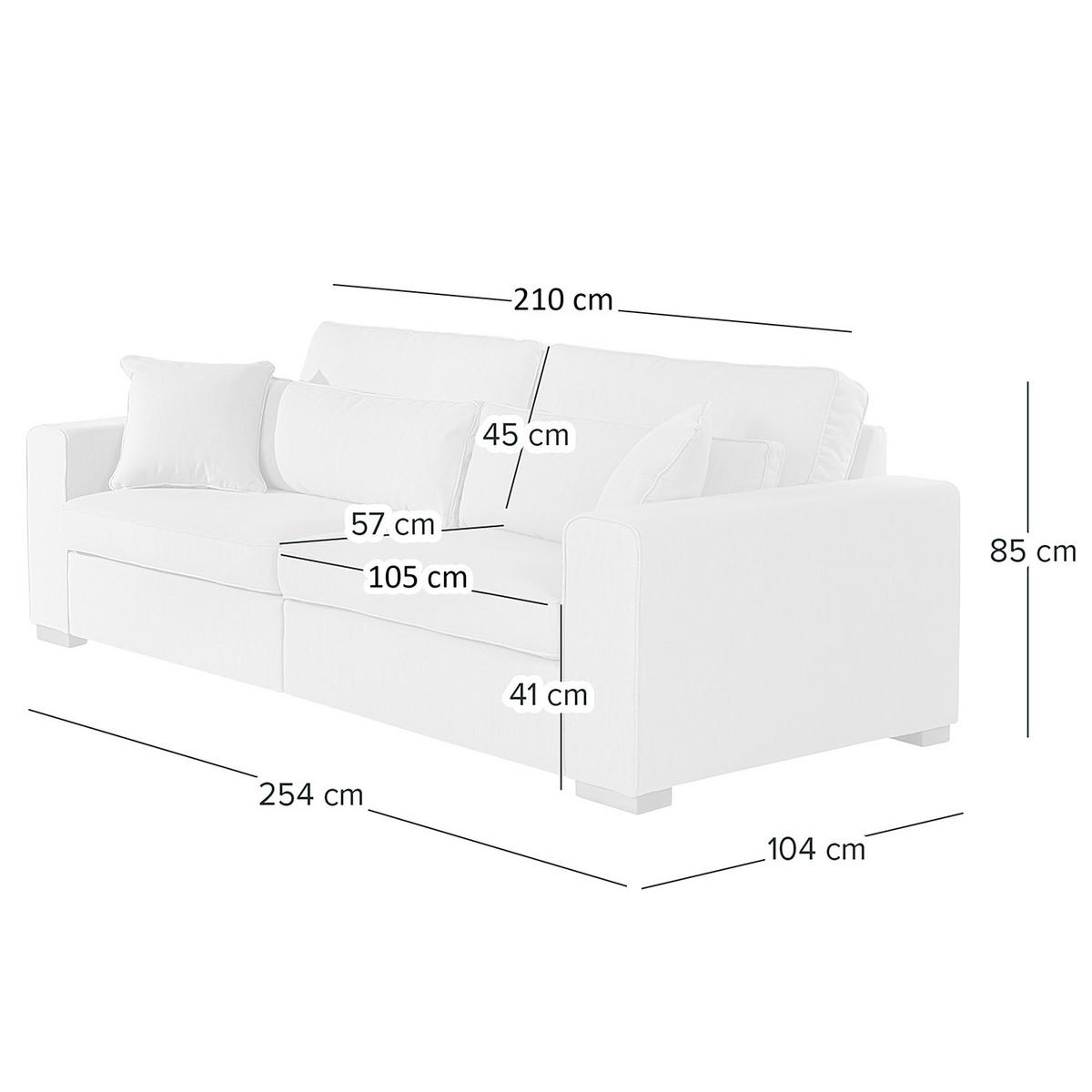 BIG-SOFA - Buchefarben/Grau, Holz/Buchenholz (254/85/104cm) - home24